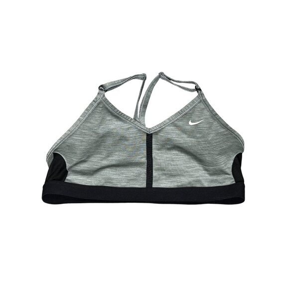 Nike Dri-Fit Gray & Black Sports Bra Size L Polyester Spandex Adjustable Straps - Picture 4 of 8